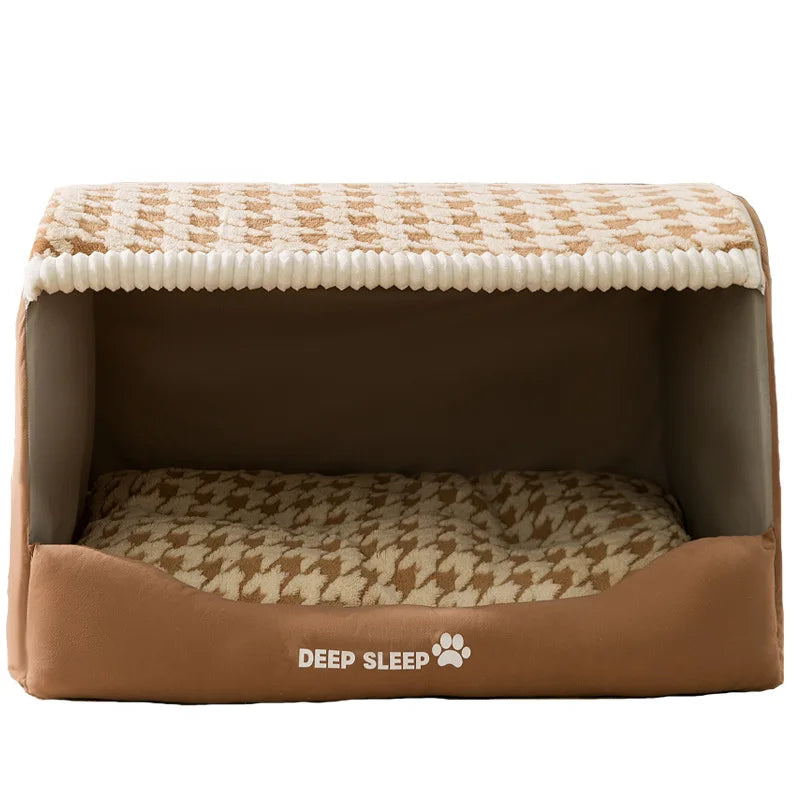 Dog Den Large-sized Dogs' Winter and Autumn Warmth Preservation Quilted Cat Den Drawer House Pet Bed Golden Retriever Washable