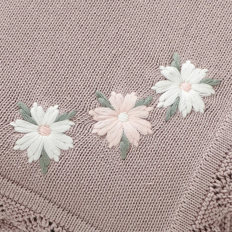 Floral Embroideried Baby Cotton Blankets Knitting Newborn 100*800cm Stroller Bedding Sleeping Covers Stuff Infant Receiving Mats