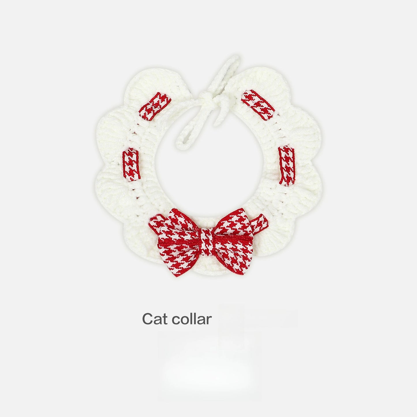 Red Checkered Houndstooth Pet Collar Bib Water Towel Knitted Collar Decoration Used for Small Pets Bow Tie Accessories