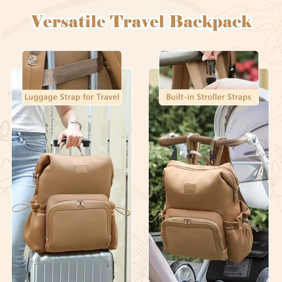 fong Diaper Bag Backpack Baby Diaper Bag Neoprene Bag Large Capacity Neoprene Backpack with Diaper Changing Pad Paaleras Para Be