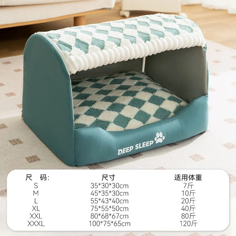 Dog Den Large-sized Dogs' Winter and Autumn Warmth Preservation Quilted Cat Den Drawer House Pet Bed Golden Retriever Washable