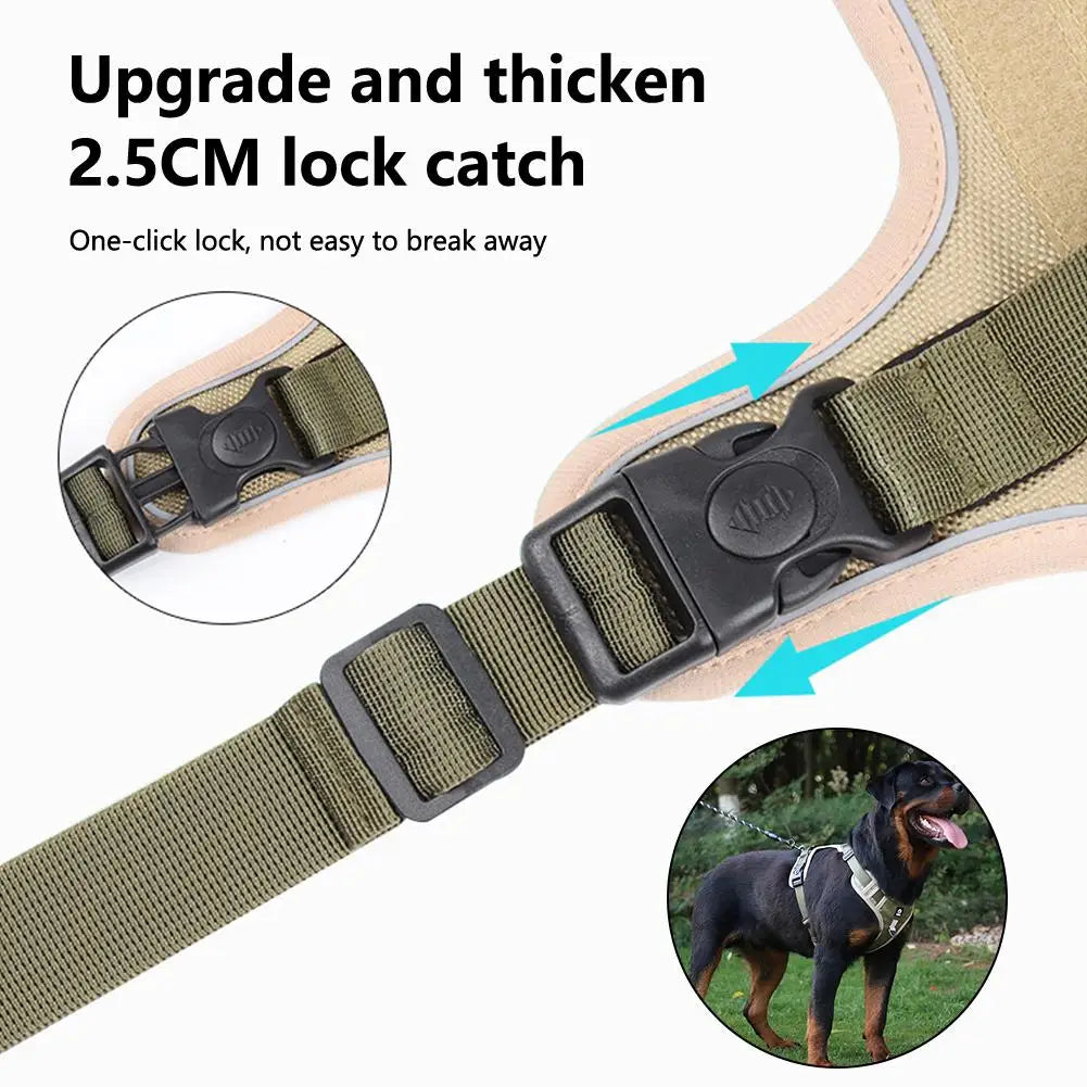 Dog Harnesses Pet Collar Labrador Army Reflective Adjustable Harness Oxford Cloth Vest Training Hound Walk Medium Large Dog