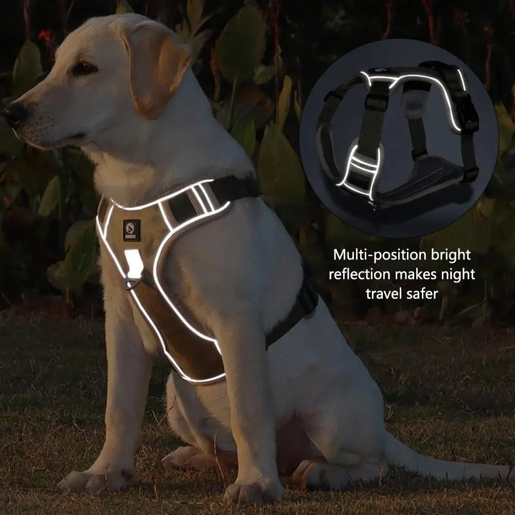 Dog Harnesses Pet Collar Labrador Army Reflective Adjustable Harness Oxford Cloth Vest Training Hound Walk Medium Large Dog