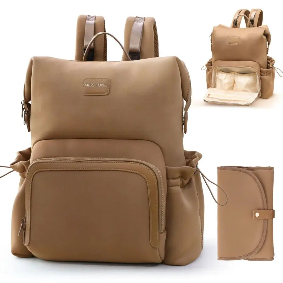 fong Diaper Bag Backpack Baby Diaper Bag Neoprene Bag Large Capacity Neoprene Backpack with Diaper Changing Pad Paaleras Para Be