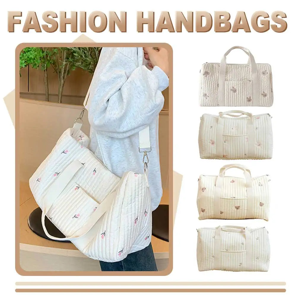 Baby Diaper Bag Cute Cartoon Shoulder Bag with Zipper Messenger Bag Mom Bag Storage Bag Luggage Tote Bag for Travel