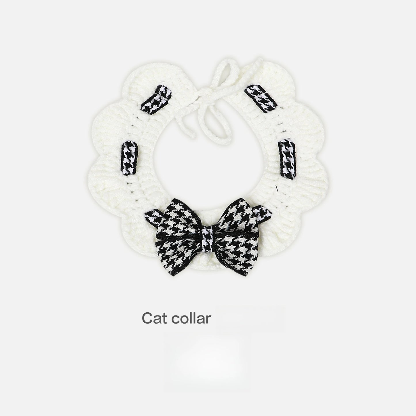 Red Checkered Houndstooth Pet Collar Bib Water Towel Knitted Collar Decoration Used for Small Pets Bow Tie Accessories