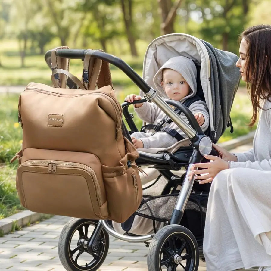 fong Diaper Bag Backpack Baby Diaper Bag Neoprene Bag Large Capacity Neoprene Backpack with Diaper Changing Pad Paaleras Para Be